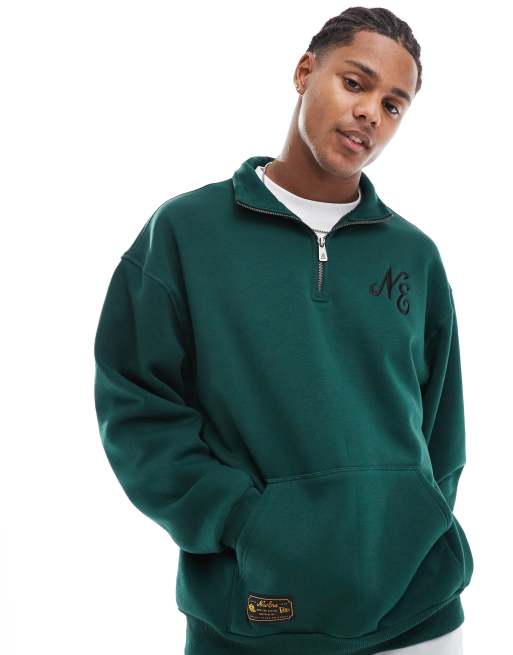 New Era Lifestyle quarter zip sweat top in green, 2 of 4