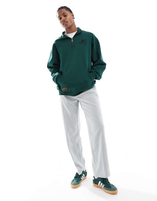 New Era Lifestyle quarter zip sweat top in green, 3 of 4