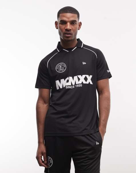 New Era logo football jersey top co-ord in black - view 1