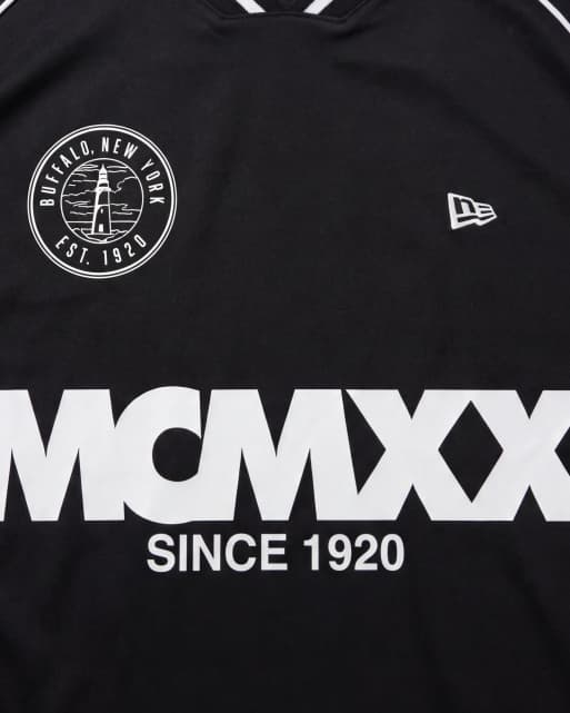 New Era logo football jersey top co-ord in black, 9 of 9