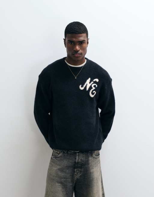New Era logo knitted jumper in black, 5 of 5