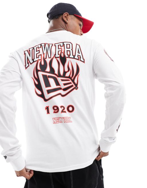 New Era logo long sleeve t shirt in white ASOS