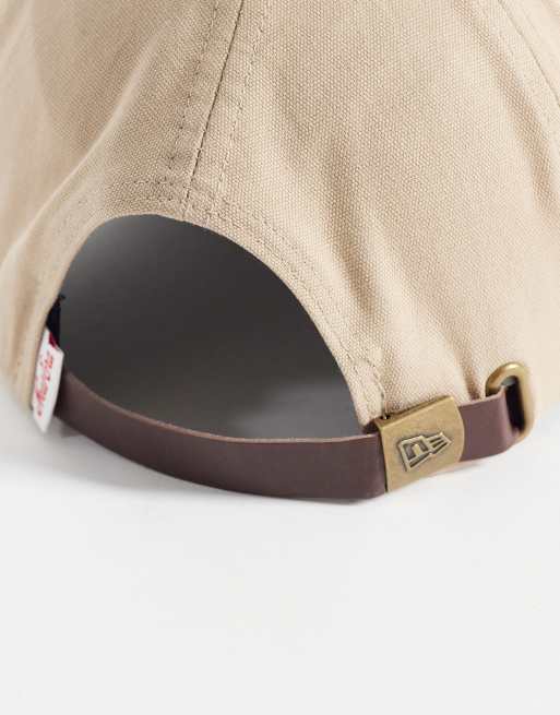 New Era logo patch cap with suede contrast peak in brown, 2 of 3