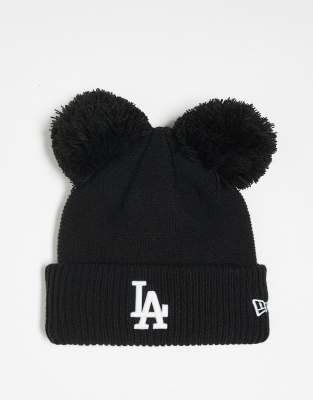 New Era - Los Angeles Dodgers - Beanie in Schwarz mit zwei Bommeln