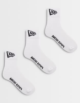 New Era - Lot de 3 paires de chaussettes avec logo drapeau - Blanc