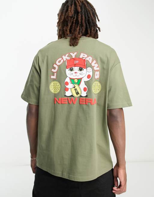 New Era lucky paws t-shirt in khaki