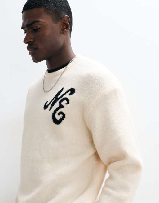 New Era - Maglione lavorato beige con logo, 3 di 5