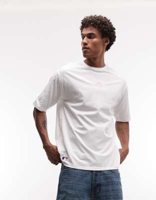 New Era New Era midi logo short sleeve oversized t-shirt in white