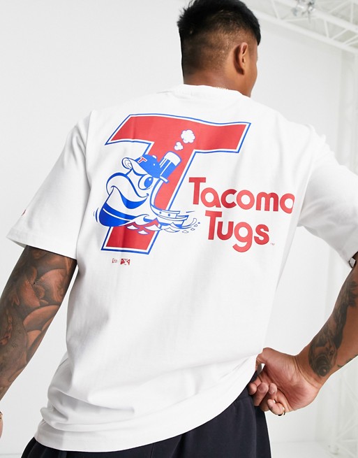 New Era Minor League Tacoma Tugs oversized t-shirt in white