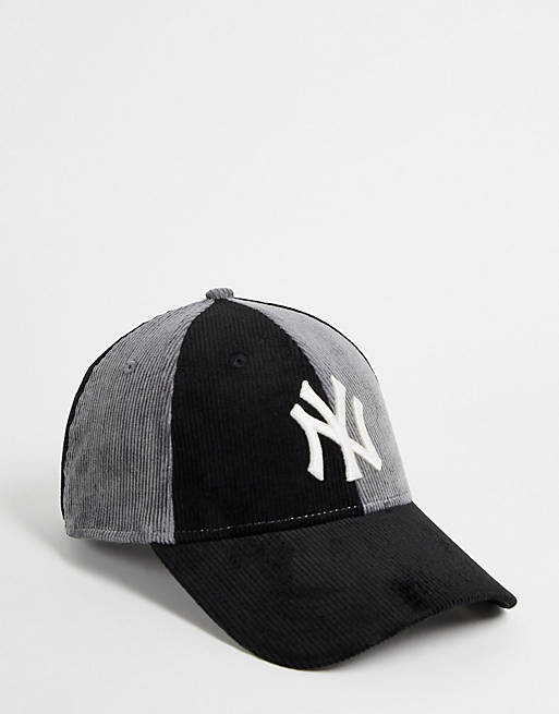 Men Caps & Hats/New Era MLB 9Forty New York Yankees corduroy cap in black 