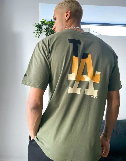 New Era MLB LA Dodgers camo infill t-shirt in khaki exclusive as ASOS