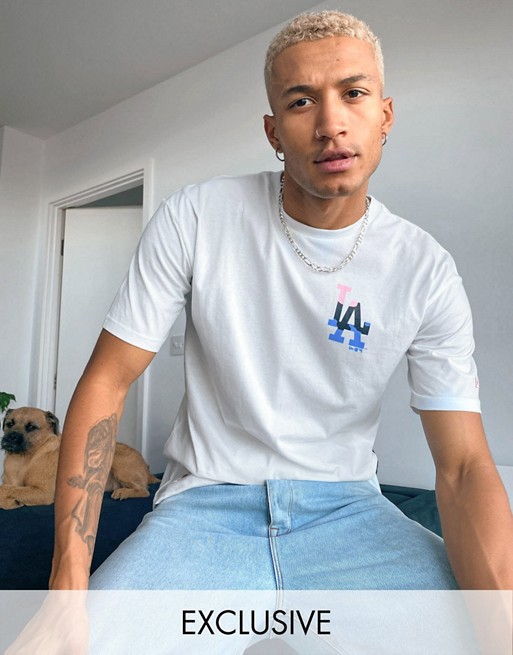 New Era MLB LA Dodgers camo infill t-shirt in white exclusive as ASOS