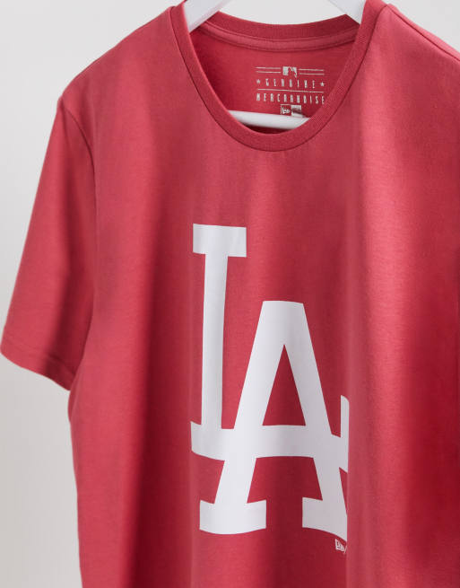 New Era MLB LA Dodgers chest logo t-shirt in pink