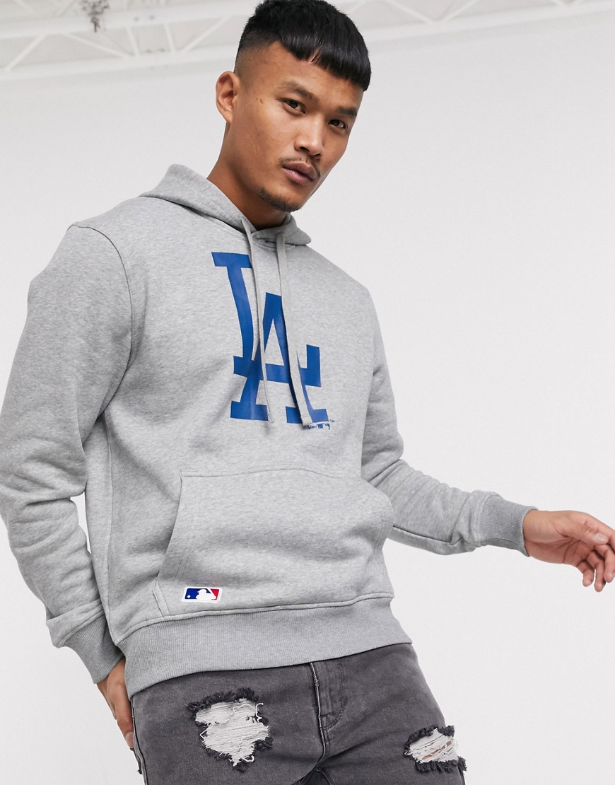 New Era MLB LA Dodgers logo hoodie in grey