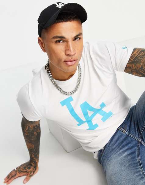 New Era MLB LA Dodgers t-shirt in white with blue logo print - view 1