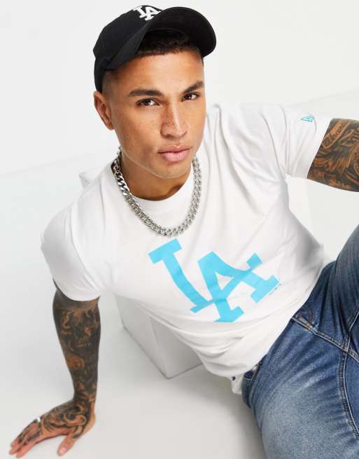 New Era MLB LA Dodgers logo t-shirt in light navy exclusive as ASOS