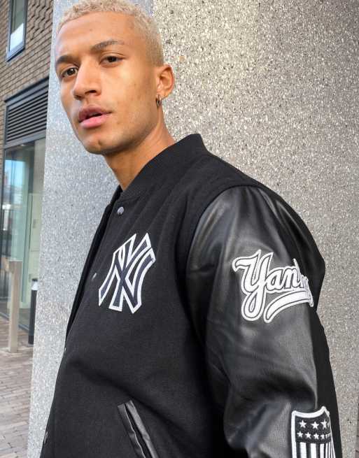 Maker of Jacket Black Leather Jackets MLB New York Yankees