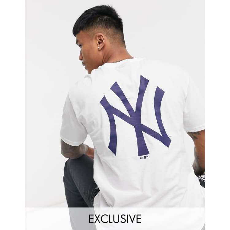 New Era New York Yankees two tone oversized t-shirt in off white exclusive  to ASOS