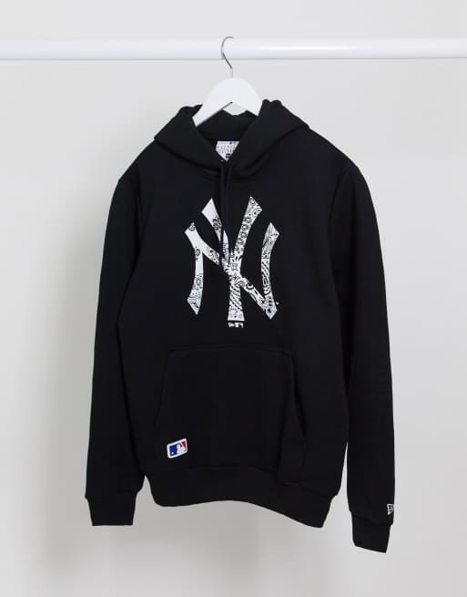 New Era MLB New York Yankees paisley print hoodie in black