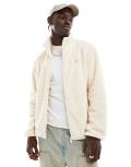 New Era MLB zip through borg jacket with motif back in cream-White