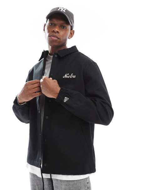 New Era motif back coach jacket in black - view 1