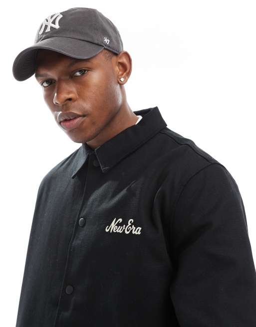 New Era motif back coach jacket in black