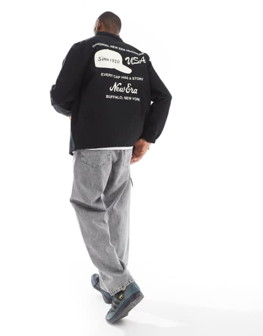 New Era motif back coach jacket in black