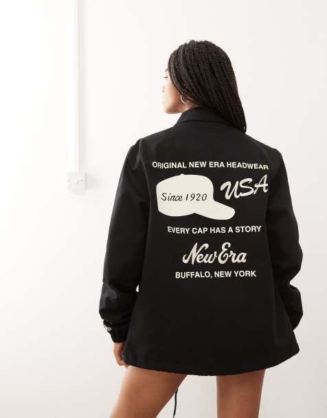New Era motif back coach jacket in black - view 1