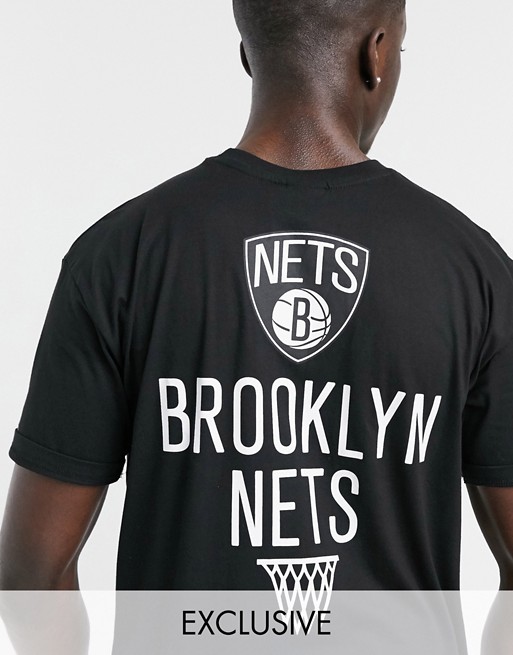 New Era NBA Brooklyn Nets back print t-shirt in black exclusive as ASOS