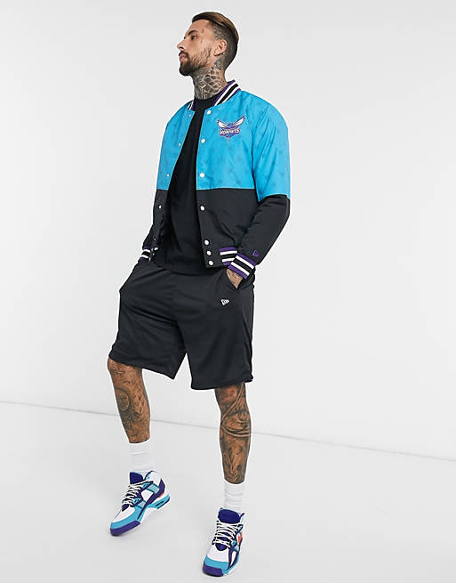 New Era NBA Charlotte Hornets bomber jacket in light blue