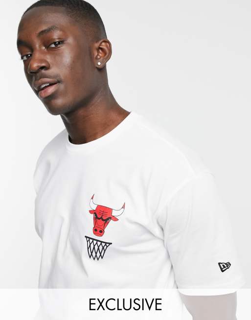 New Era NBA Chicago Bulls back print t-shirt in white exclusive as ASOS