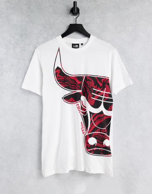 New Era NBA Chicago Bulls co-ord t-shirt in white with placement print and  oil slick infill