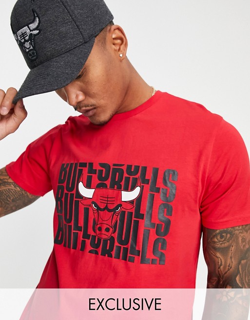 New Era NBA Chicago Bulls repeat word t-shirt in black exclusive at ASOS