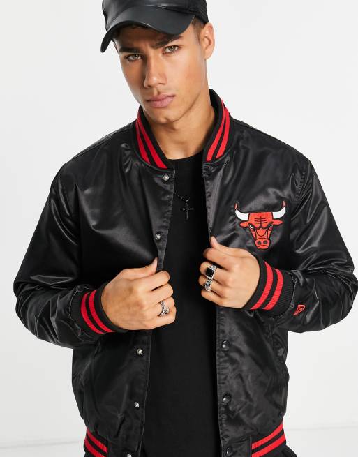 Bomber Jackets New Era NBA Satin Bomber Chicago Bulls Black/ Front Door Red