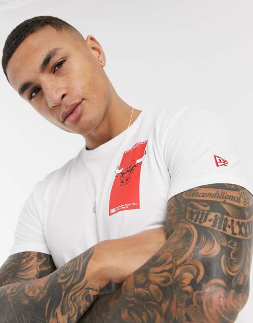 New Era NBA Chicago Bulls back print t-shirt in white exclusive as ASOS