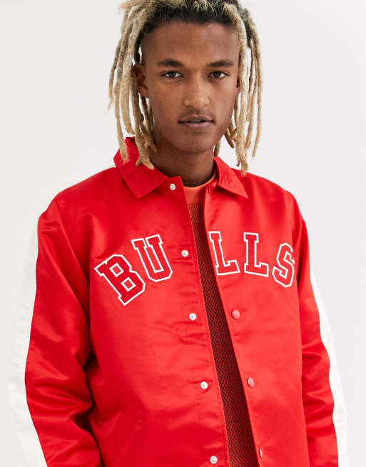 Bomber Jackets New Era NBA Satin Bomber Chicago Bulls Black/ Front Door Red