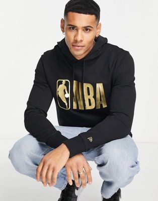 New Era NBA gold foil printed hoodie in black