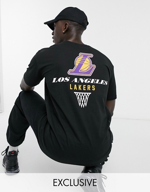 New Era NBA LA Lakers back print t-shirt in black exclusive as ASOS