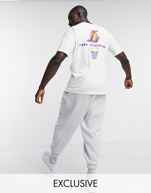 New Era NBA LA Lakers back print t-shirt in white exclusive as ASOS