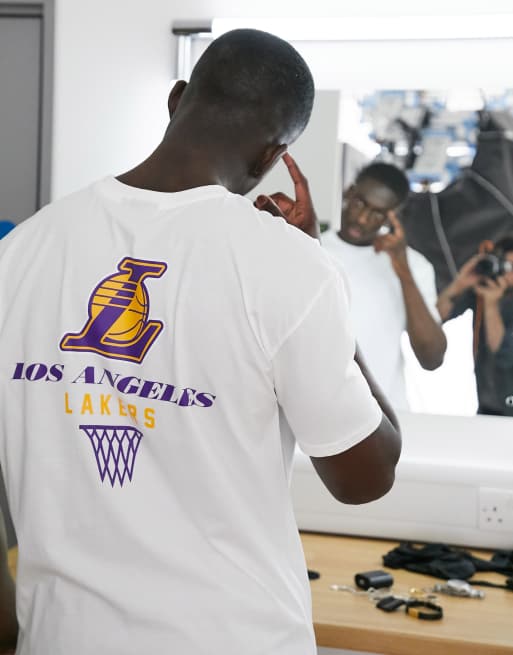 New era NBA Metallic Los Angeles Lakers Oversize Short Sleeve T-Shirt  White