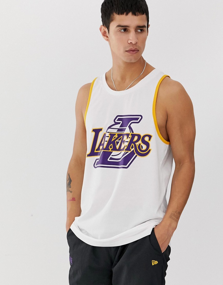 New Era - NBA LA Lakers - Canotta bianca con logo grande-Bianco