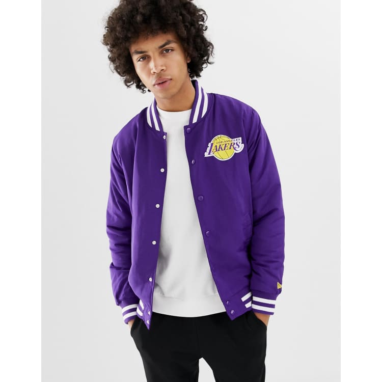 Purple New Era NBA LA Lakers Bomber Jacket