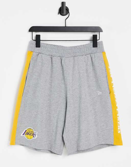 New Era NBA LA Lakers jersey shorts in grey with logo print and side stripe