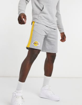 New Era NBA LA Lakers jersey shorts in grey with logo print and side stripe