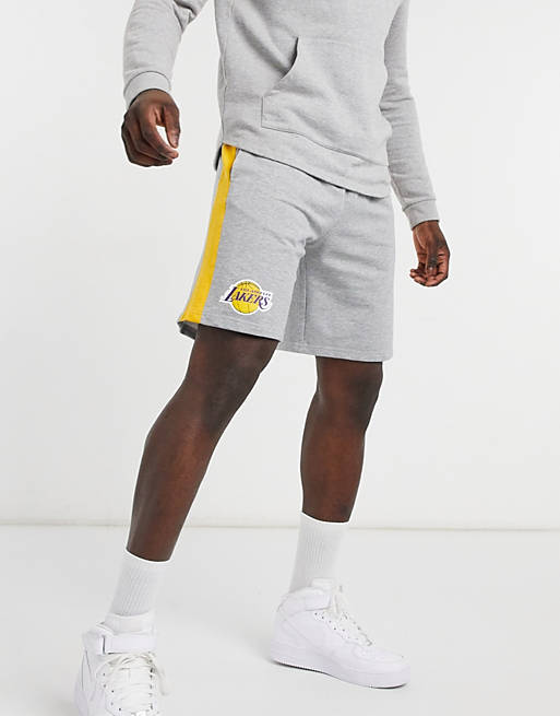New Era NBA LA Lakers jersey shorts with taping in grey