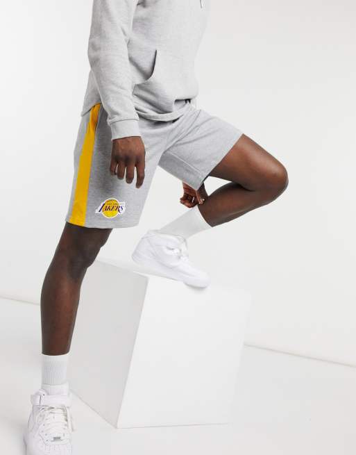 New Era NBA LA Lakers jersey shorts in grey with logo print and