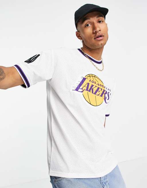 New Era NBA LA Lakers oversized mesh t-shirt in white with logo print