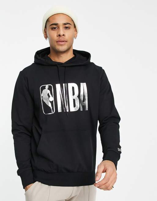 New Era NBA silver foil printed hoodie in black ASOS