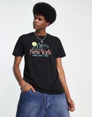 New Era New York print t-shirt in black - ASOS Price Checker