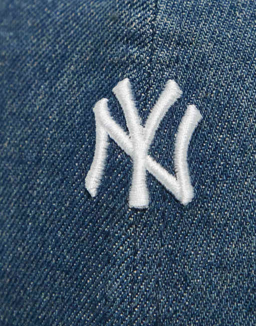 New Era New York Yankees 9twenty cap distressed mini logo in dark denim, 2 of 3